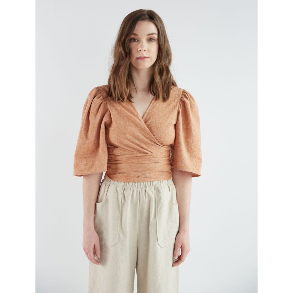 Emlee Design Reah Wrap Top in Apricot